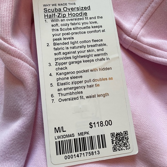 NWT Lululemon scuba oversized half zip hoodie meadowsweet pink M/L new (read) - Picture 8 of 12